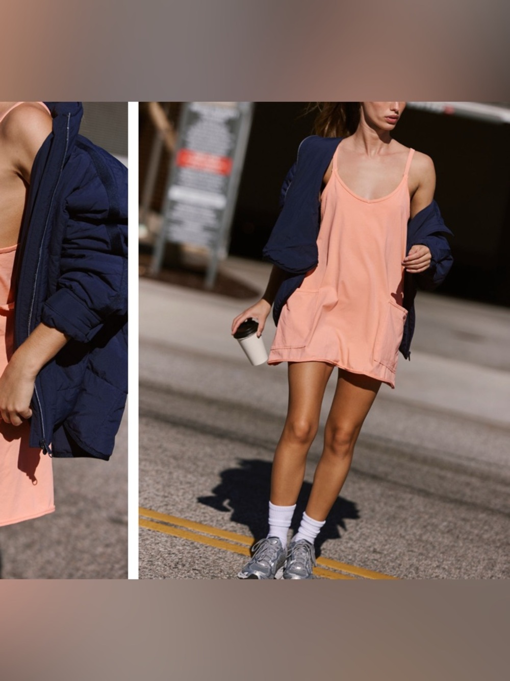 NWOT Free People FP Movement Hot Shot Mini Dress - fruit punch peach - Large - Picture 5 of 10